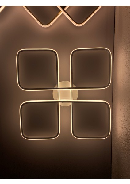 Yüksek Aydınlatmal 4'lü Kare Beyaz Tavan Plafonyer LED Avize, 3 Renk Aydınlatma 4 modelleri