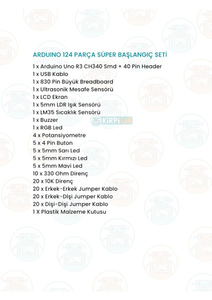 Arduino Uno R3 Başlangıç Seti (20 Parça 124 Bileşenli - LCD Ekranlı Maker Seti) + Saklama Kutulu indirimleri