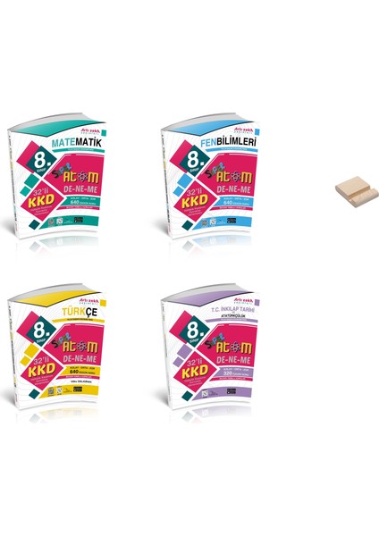Lgs 8. Sınıf Atom Matematik Fen Türkçe ve Inkılap Haftalık Denemeleri 4lü Set + Telefon Tutucu