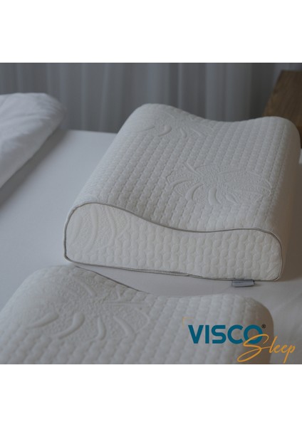 Ortopedik Yastık Visco Yastık Atella Doğal Viskon Kılıflı Boyun Destekli Yastık 60 x 40 x 14-12 cm fiyatları