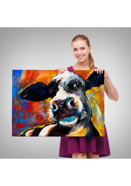 Inek Portresi Modern Sanat Dekoratif Kanvas Duvar TABLO-6521 modelleri