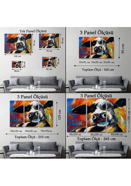 Inek Portresi Modern Sanat Dekoratif Kanvas Duvar TABLO-6521