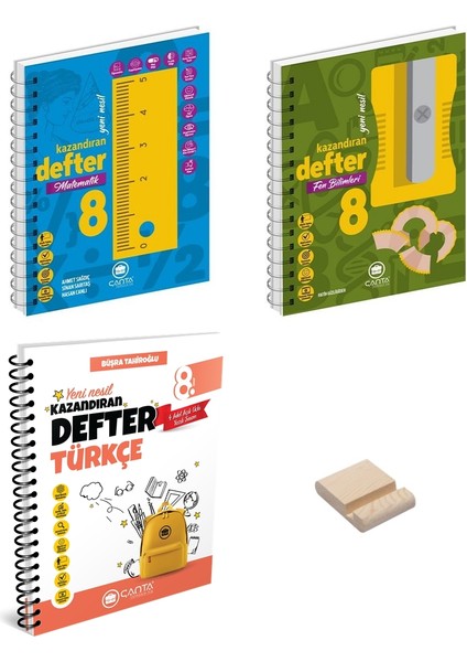 Lgs 8. Sınıf Matematik Fen Bilimleri ve Türkçe Kazandıran Defter 3lü Set + Telefon Tutucu