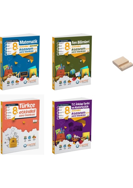 Lgs 8. Sınıf Matematik Fen Bilimleri Türkçe ve Inkılap Etkinlikli Soru Bankası 4lü Set + Telefon Tutucu
