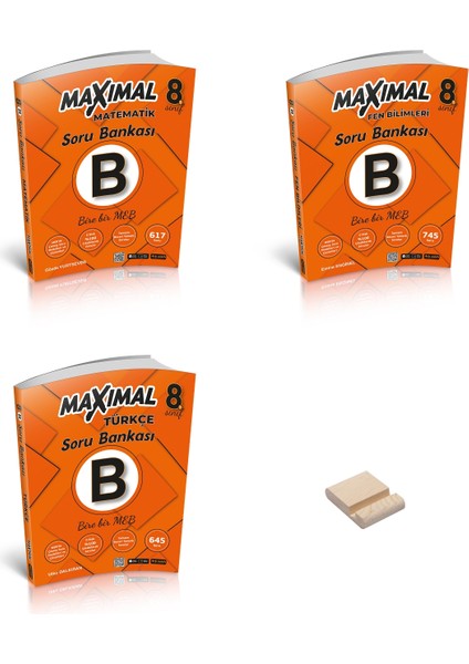 Lgs 8. Sınıf B Serisi Matematik Fen ve Türkçe Soru Bankası 3lü Set + Telefon Tutucu