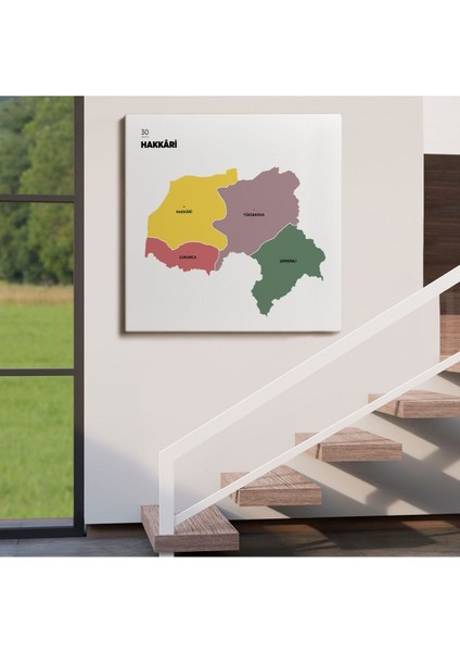 Hakkari Ili ve Ilçeler Haritası Dekoratif Kanvas Tablo 1352 fırsatları