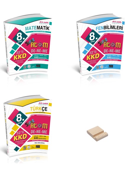 Lgs 8. Sınıf Atom Matematik Fen Bilimleri ve Türkçe Haftalık Denemeleri 3lü Set + Telefon Tutucu