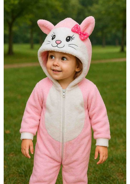 Kız Bebek Kedi Kostüm Peluş Tulum