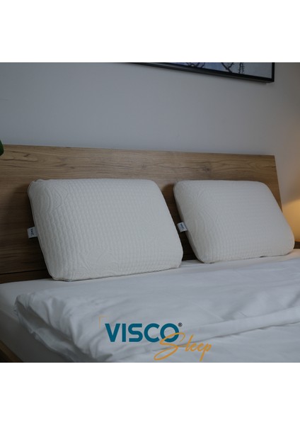 Visco Yastık Ergonomik Yastık Risus Doğal Viskon Kılıflı Klasik Yüksek Yastık 60 x 40 x 15 cm