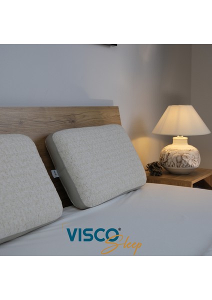 Visco Yastık Ergonomik Yastık Fiore Doğal Keten Kılıflı Yastık 65x40x14 cm