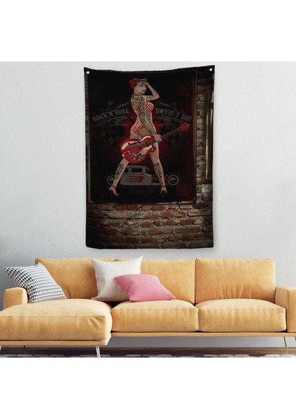 Müzisyen Kadın Dekoratif Duvar ÖRTÜSÜ-HALISI-6496