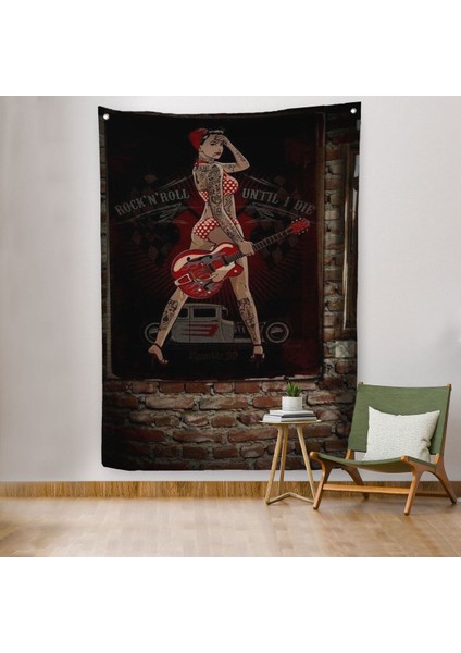 Müzisyen Kadın Dekoratif Duvar ÖRTÜSÜ-HALISI-6496