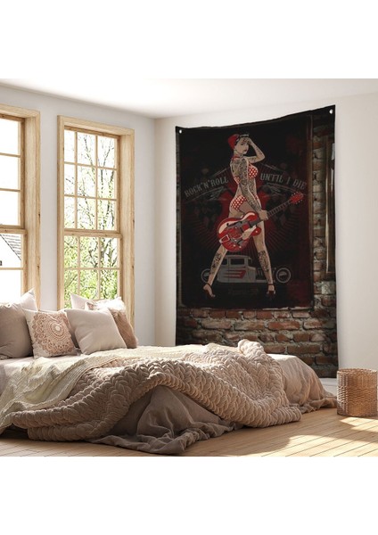 Müzisyen Kadın Dekoratif Duvar ÖRTÜSÜ-HALISI-6496