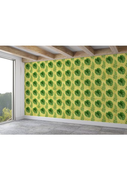 Botanik Tropikal Yaprak Desenli Duvar KAĞIDI-5580 fiyatları