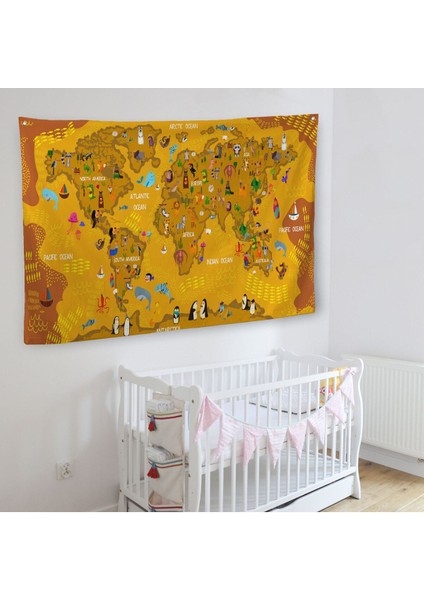 Eğitici Dünya Haritası Dünya Atlası Çocuk ve Bebek Odası Duvar Örtüsü-Halısı 3781 fiyatları