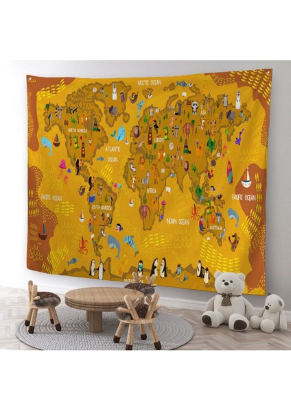 Eğitici Dünya Haritası Dünya Atlası Çocuk ve Bebek Odası Duvar Örtüsü-Halısı 3781 modelleri