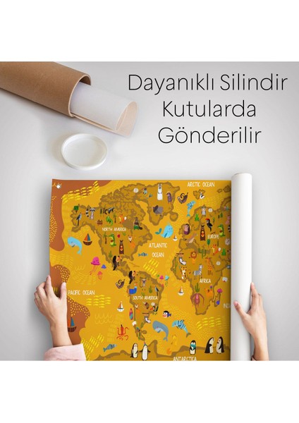 Eğitici Dünya Haritası Dünya Atlası Çocuk ve Bebek Odası Duvar Örtüsü-Halısı 3781