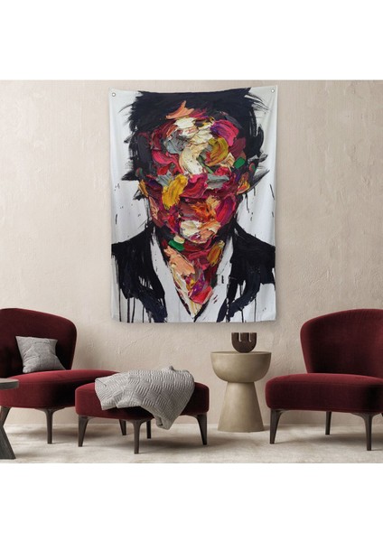 Soyut Yüz Duvar Örtüsü - Halısı, Renkli Yüz Duvar Örtüsü - HALISI-5220