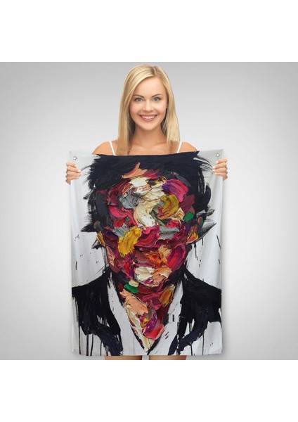 Soyut Yüz Duvar Örtüsü - Halısı, Renkli Yüz Duvar Örtüsü - HALISI-5220 fiyatları