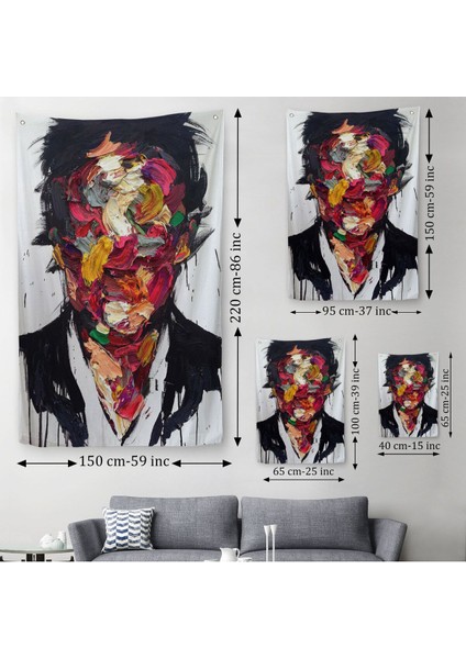 Soyut Yüz Duvar Örtüsü - Halısı, Renkli Yüz Duvar Örtüsü - HALISI-5220 modelleri