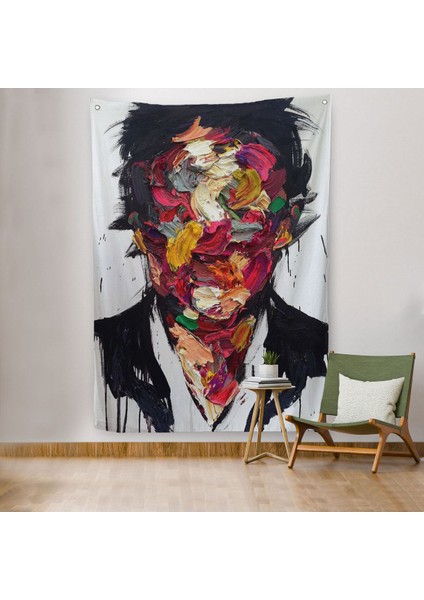 Soyut Yüz Duvar Örtüsü - Halısı, Renkli Yüz Duvar Örtüsü - HALISI-5220
