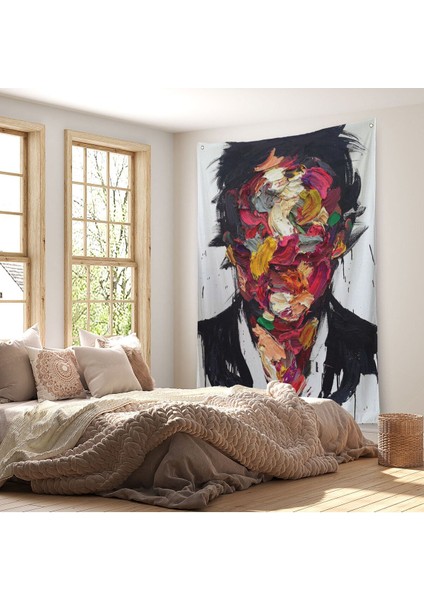 Soyut Yüz Duvar Örtüsü - Halısı, Renkli Yüz Duvar Örtüsü - HALISI-5220