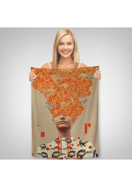 Gerçeküstü Kadın Kanvas Duvar Sanatı, Portakal Çiçekleri Duvar Örtüsü - HALISI-5232 fiyatları