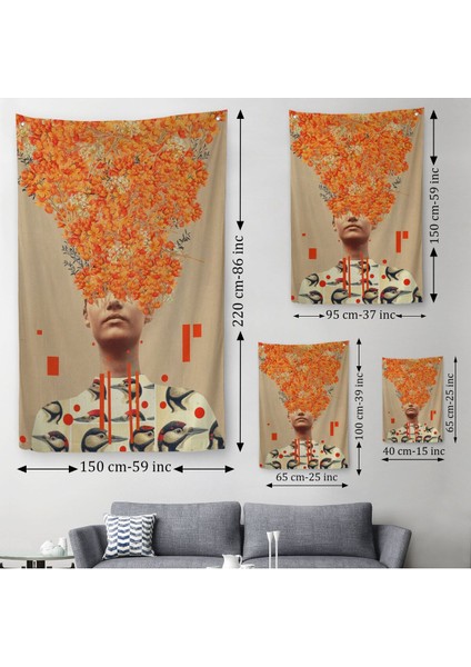 Gerçeküstü Kadın Kanvas Duvar Sanatı, Portakal Çiçekleri Duvar Örtüsü - HALISI-5232 modelleri