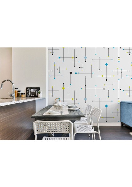 Renkli Şekiller Modern Duvar KAĞIDI-5537 fırsatları