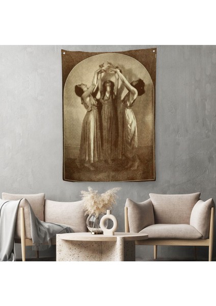 Şabat Ayinin De Dans Eden Kadınlar Dekoratif Duvar Örtüsü-Halısı Halloween -6385