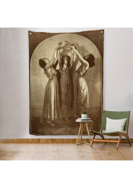 Şabat Ayinin De Dans Eden Kadınlar Dekoratif Duvar Örtüsü-Halısı Halloween -6385