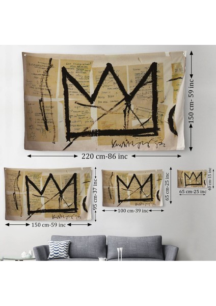 Jean Michel Basquiat Notlar ve Taç Eseri Kanvas Duvar ÖRTÜSÜ-HALISI-5001 modelleri