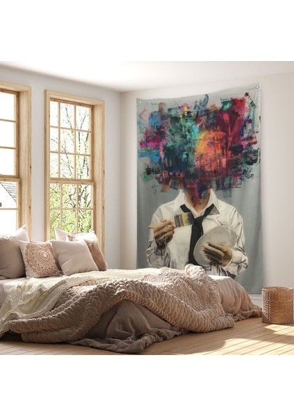 Kendi Kafasını Boyayan Adam Gerçeküstü Duvar Sanatı Duvar Örtüsü - HALISI-5263