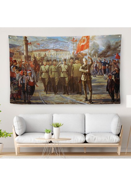 Izmir'in Kurtuluşu Duvar Örtüsü-Halısı - Atatürk'ün Izmire GIRIŞI-6627
