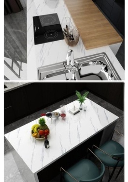 5 Metre Mermer Desenli Tezgah Folyosu - Kendinden Yapışkanlı Pratik Mermer Desenli Tezgah Kaplama Su Geçirmez - 5 METRE X 60 CM indirimleri