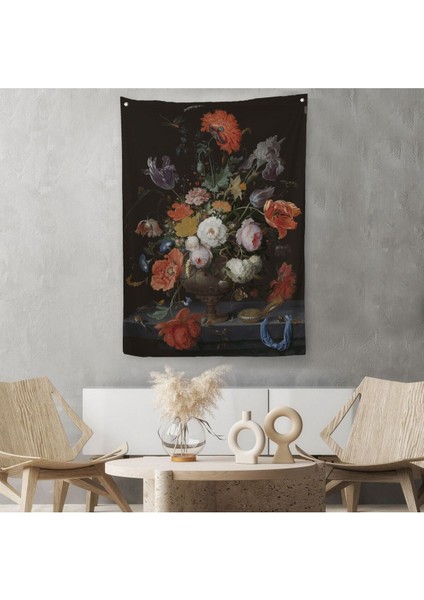 Vazodaki Renkli Çiçekler Duvar Örtüsü - HALISI-5996