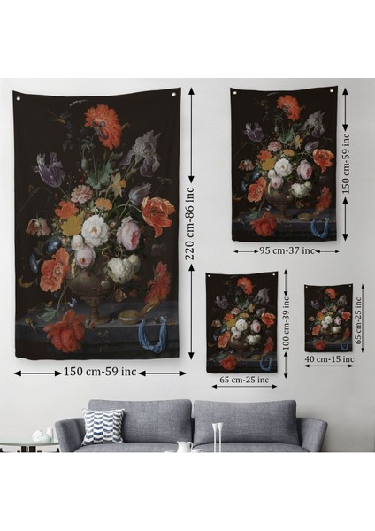 Vazodaki Renkli Çiçekler Duvar Örtüsü - HALISI-5996 modelleri