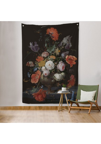 Vazodaki Renkli Çiçekler Duvar Örtüsü - HALISI-5996