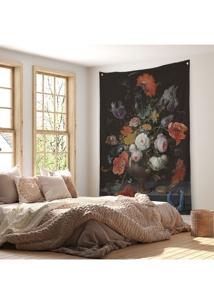 Vazodaki Renkli Çiçekler Duvar Örtüsü - HALISI-5996