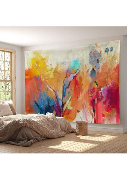 Duvar Örtüsü Soyut Yağlıboya Görünümlü Kaliteli Kanvas Duvar HALISI-4017