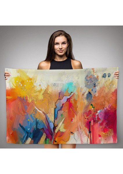 Duvar Örtüsü Soyut Yağlıboya Görünümlü Kaliteli Kanvas Duvar HALISI-4017 modelleri