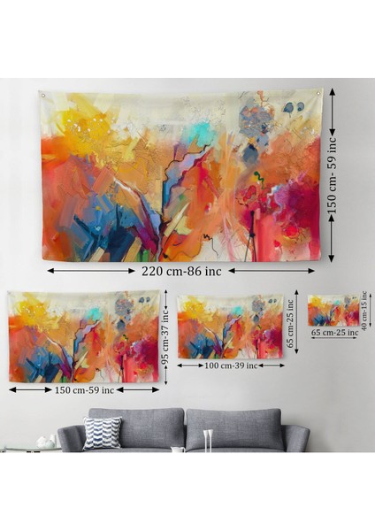 Duvar Örtüsü Soyut Yağlıboya Görünümlü Kaliteli Kanvas Duvar HALISI-4017 fırsatları
