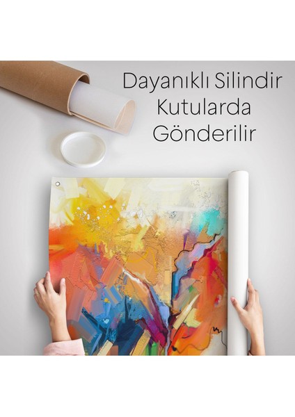 Duvar Örtüsü Soyut Yağlıboya Görünümlü Kaliteli Kanvas Duvar HALISI-4017