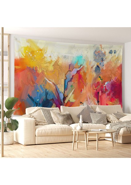 Duvar Örtüsü Soyut Yağlıboya Görünümlü Kaliteli Kanvas Duvar HALISI-4017