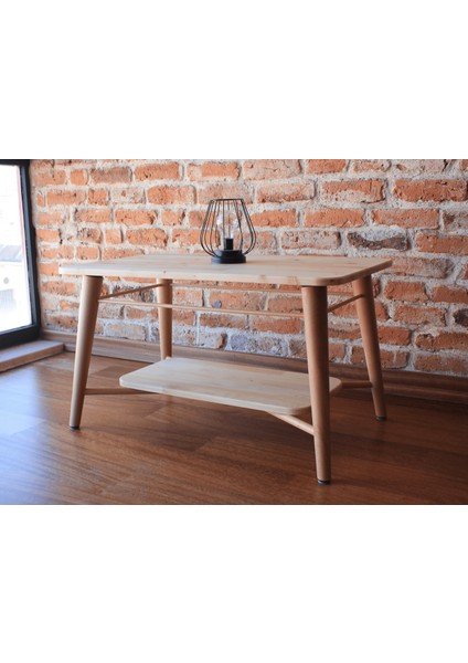 Masif Doğal Ahşap Iskandinav Stil Ham Renk Dikdörtgen Orta Sehpa