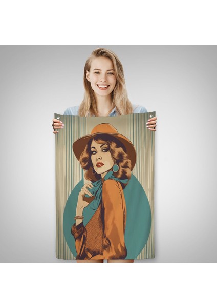 Güzel Retro Kadın Duvar ÖRTÜSÜ-8069