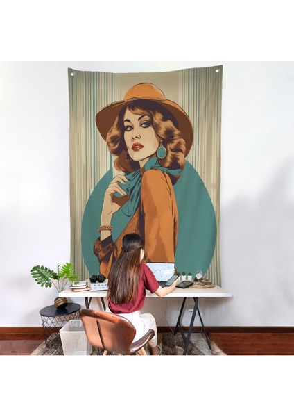 Güzel Retro Kadın Duvar ÖRTÜSÜ-8069