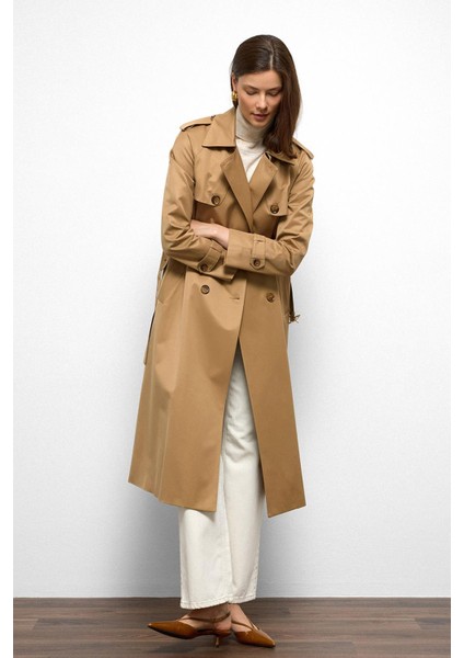 Apolet ve Pelerin Detaylı Reglan Kol Su Itici Özellikli Trençkot K. Kamel 6766 indirimleri