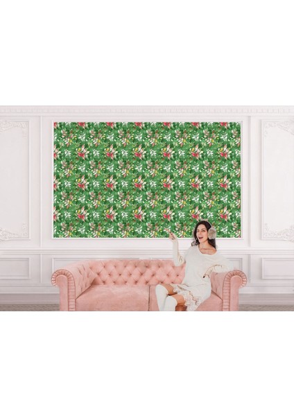 Çiçek ve Yaprak Desenli Tarzı Duvar KAĞIDI-5576