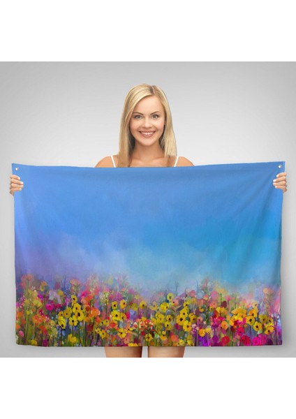 Duvar Örtüsü Soyut Suluboya Çiçekler Kaliteli Kanvas Duvar HALISI-3996 modelleri